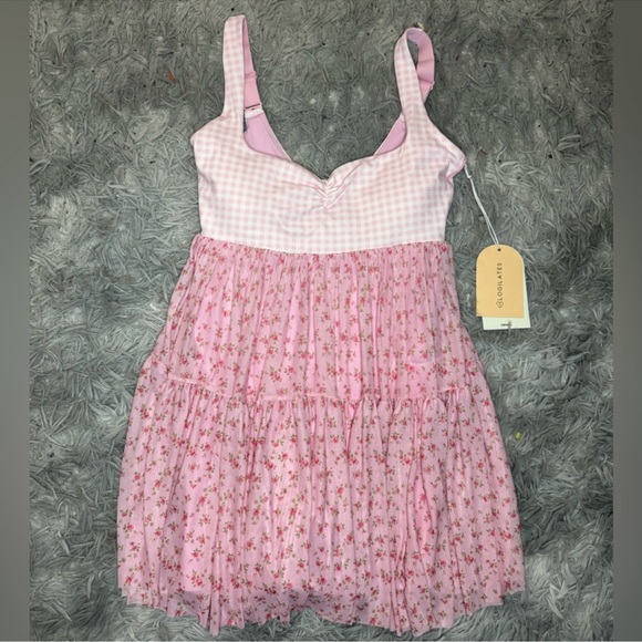 Blogilates Women’s Sweetheart Babydoll Dress - Pink Gingham Size Medium NWT - Picture 5 of 9